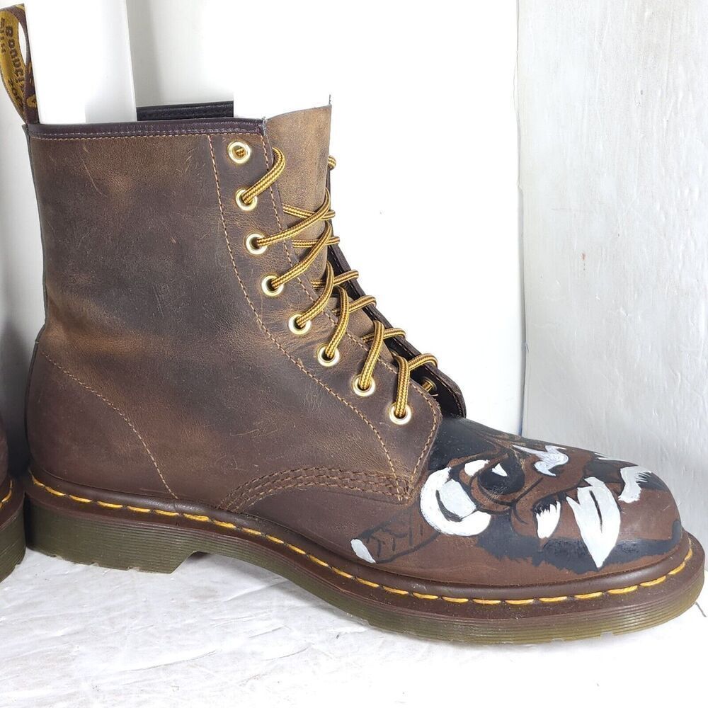 Dr.Martens Men's 1460 US12 Crazy Horse Leather Hand Painted LaceUp Combat Boots - Picture 7 of 14